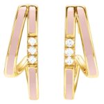 Pink Enamel Diamond Accented Double-Row Hoop Earrings 14K Gold Pink Enamel Diamond Accented Double-Row Hoop Earrings 14K Gold