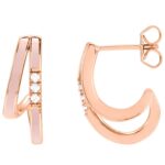 Pink Enamel Diamond Accented Double-Row Hoop Earrings 14K Rose Gold Pink Enamel Diamond Accented Double-Row Hoop Earrings 14K Rose Gold