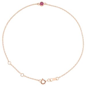 Pink Tourmaline October Birthstone Bracelet 14K Rose Gold
