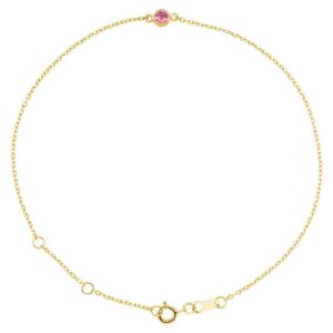 Pink Tourmaline October Birthstone Bracelet 14K Yellow Gold