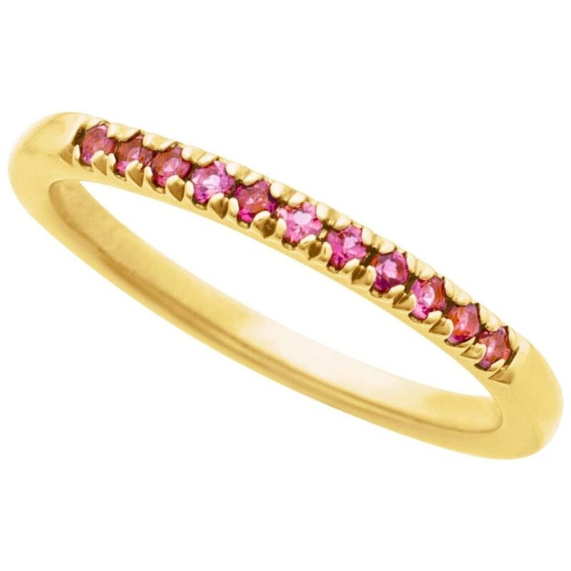 Pink Tourmaline October Birthstone Stackable Ring 14K Gold