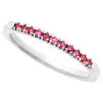 Pink Tourmaline October Birthstone Stackable Ring 14K White Gold