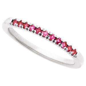 Pink Tourmaline October Birthstone Stackable Ring 14K White Gold