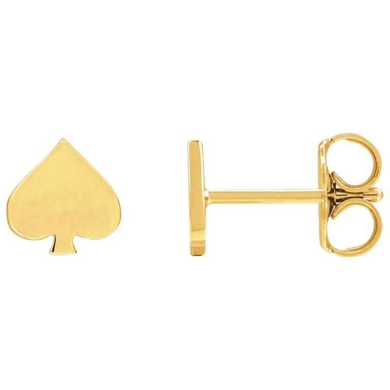 Plain Ace of Spade Stud Earrings 14K Yellow Gold