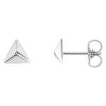 Pyramid Stud Earrings 14k White Gold