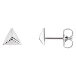 Pyramid Stud Earrings 14k White Gold