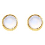Rainbow Moonstone Bezel Set Stud Earrings 14k Gold Rainbow Moonstone Bezel Set Stud Earrings 14k Gold