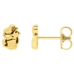 Real 14K Yellow Gold Tiny Nugget Stud Earrings