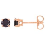 Real Round Black Diamond Stud Earrings 3 mm 14K Rose Gold Real Round Black Diamond Stud Earrings 3 mm 14K Rose Gold