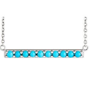 Real Turquoise Bar Necklace Sterling Silver