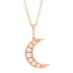 Real White Opal Crescent Moon Necklace 14K Rose Gold