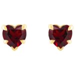 Red Garnet Heart Stud Earrings 14K Gold Red Garnet Heart Stud Earrings 14K Gold