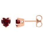 Red Garnet Heart Stud Earrings 14K Rose Gold Red Garnet Heart Stud Earrings 14K Rose Gold
