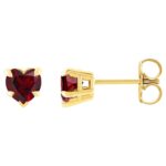 Red Garnet Heart Stud Earrings 14K Yellow Gold Red Garnet Heart Stud Earrings 14K Yellow Gold