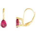 Reddish Purple Rhodolite Garnet Lever Back Earrings 14K Yellow Gold