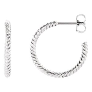 Rope C Hoop Earrings 14K White Gold