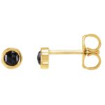 Rose-Cut Black Diamond Bezel-Set Solitaire Stud Earrings 1 2 Carat 14K Yellow Gold