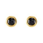 Rose-Cut Black Diamond Bezel-Set Solitaire Stud Earrings 1-2 Carat
