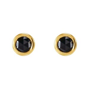 Rose-Cut Black Diamond Bezel-Set Solitaire Stud Earrings 1-2 Carat