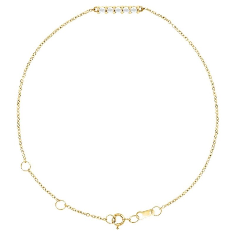 Rose-Cut Diamond Bar Bracelet 1 10 Carat 14K Yellow Gold