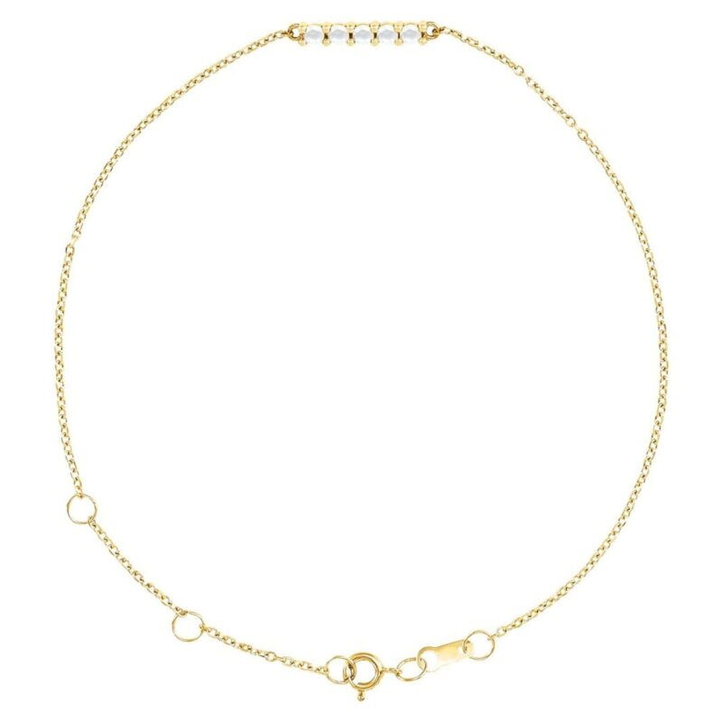 Rose Cut Diamond Bar Bracelet 14K Yellow Gold