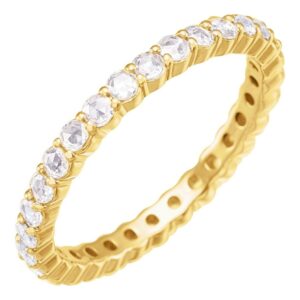 Rose Cut Diamond Eternity Band 2 mm 14K Yellow Gold
