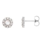 Rose-Cut Diamond Halo Stud Earrings 0.5 Carat 14K White Gold