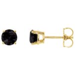Round Black Onyx Stud Earrings 14K Yellow Gold 5 mm