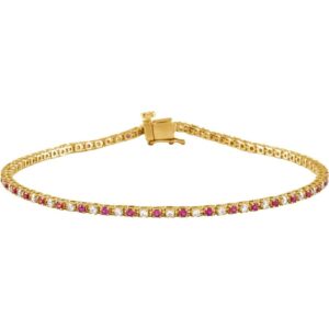 Ruby and Diamond Tennis Bracelet 14k Yellow Gold