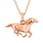 Running Horse Pendant Necklace 14K Rose Gold
