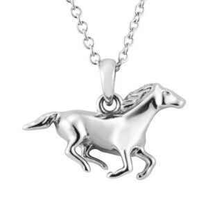 Running Horse Pendant Necklace 14K White Gold