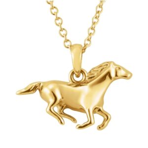 Running Horse Pendant Necklace 14K Yellow Gold