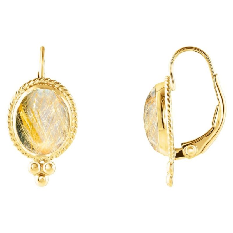 Rutilated Quartz Earrings 14K Yellow Gold