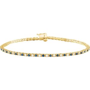Sapphire and Diamond Tennis Bracelet 14k Yellow Gold