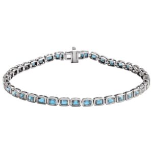 Sky Blue Topaz Tennis Bracelet 14K White Gold
