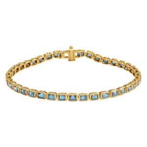 Sky Blue Topaz Tennis Bracelet 14K Yellow Gold