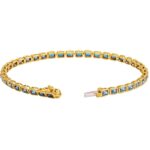 Sky Blue Topaz Tennis Bracelet with Box Clasp 14K Yellow Gold Sky Blue Topaz Tennis Bracelet with Box Clasp 14K Yellow Gold