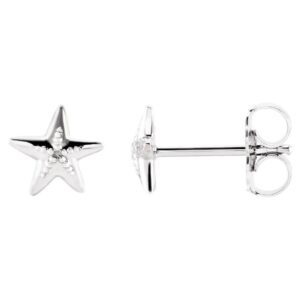 Small Starfish Stud Earrings 14K White Gold