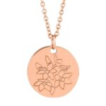 Solid 14K Rose Gold Birth Month Flower Necklace
