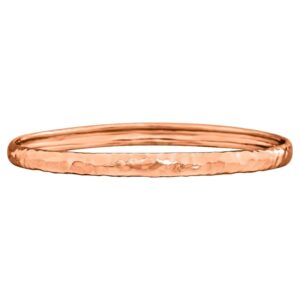 Solid 14K Rose Gold Hammered Bangle Bracelet