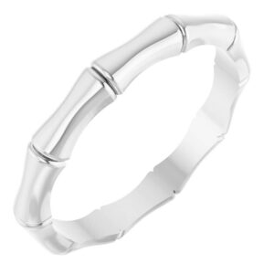 Solid 14K White Gold Bamboo Ring