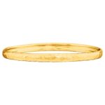 Solid 14K Yellow Gold Hammered Bangle Bracelet
