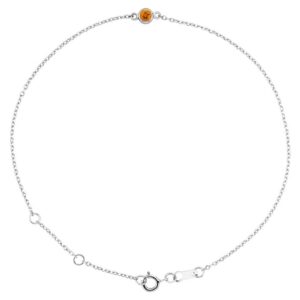 Solitaire Natural Round Citrine Bracelet 14K White Gold