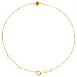Solitaire Natural Round Citrine Bracelet 14K Yellow Gold