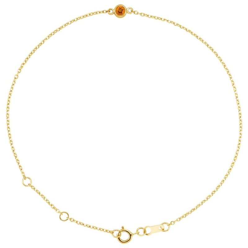 Solitaire Natural Round Citrine Bracelet 14K Yellow Gold