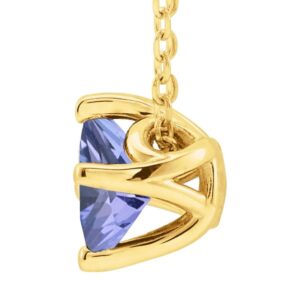 Square Princess Cut Tanzanite Slide Pendant Necklace 14K Gold