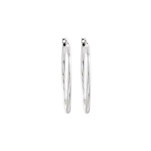 Sterling Silver Oblong Hoop Earrings Medium Size