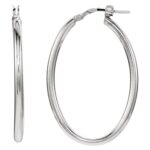Sterling Silver Oblong Hoop Earrings Medium Sizes