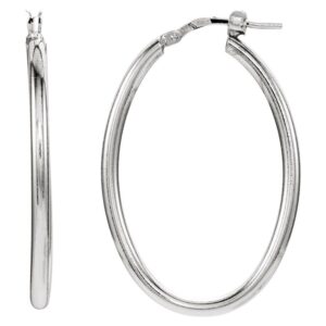 Sterling Silver Oblong Hoop Earrings Medium Sizes