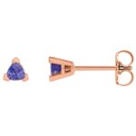Tanzanite Trillion Cut Stud Earrings 14K Rose Gold